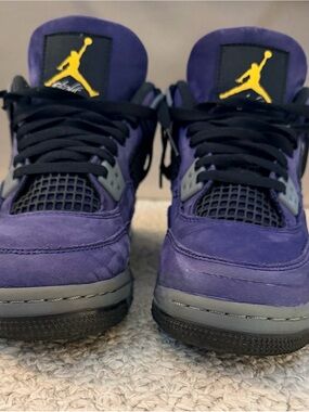 Nike Kids Purple and Black Jumpman Sneakers with Yellow Logo